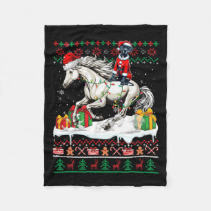 Kerstman Grote Deen Rijden Paard Kersttrui Lo Fleece Deken
