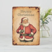 Kerstman Happy Christmas Kaart (Staand voorkant)