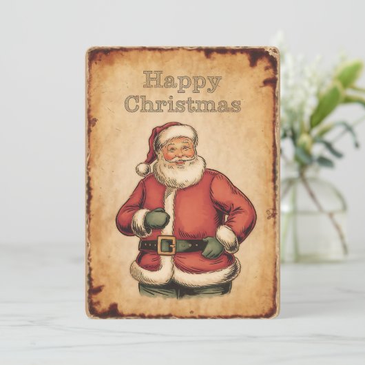 Kerstman Happy Christmas Kaart (Staand voorkant)