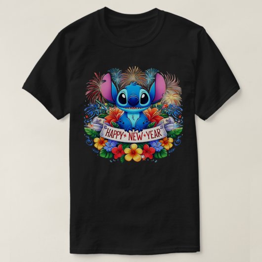 Kerstman Happy New Year Stitch T-shirt (Design voorkant)