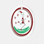 Kerstman Hardloper Kerel Metaal Ornament (Voorkant links)
