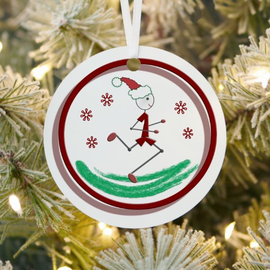 Kerstman Hardloper Kerel Metaal Ornament (Insitu)