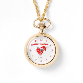 Kerstman Hart Gouden Ketting Horloge