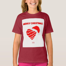 Kerstman Hart Meisjes Maroon Basic T Shirt