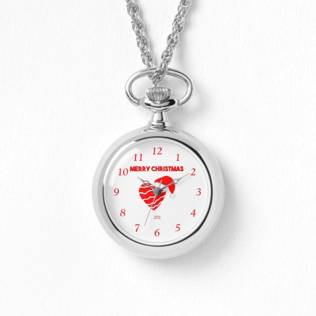 Kerstman Hart Zilver Ketting Horloge (Voorkant)