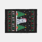 Kerstman Hat Akbash Hond Kerstboom Lights Ugly Sw Fleece Deken (Voorkant (Horizontaal))