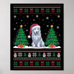 Kerstman Hat Akbash Hond Kerstboom Lights Ugly Sw Poster
