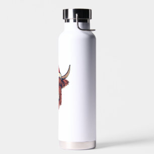 Kerstman Hat Schotse Hoogland Koe voor Koe Waterfles