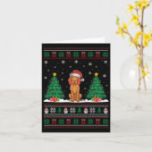 Kerstman Hat Vizsla Hond Kerstboom Lights Ugly Sw Kaart (Gele Bloem)