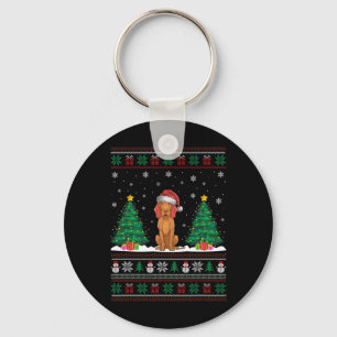 Kerstman Hat Vizsla Hond Kerstboom Lights Ugly Sw Sleutelhanger