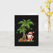 Kerstman Hawaïaanse Kerst Palm Tree Lights Xmas Kaart (Gele Bloem)