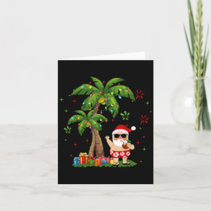 Kerstman Hawaïaanse Kerst Palm Tree Lights Xmas Kaart