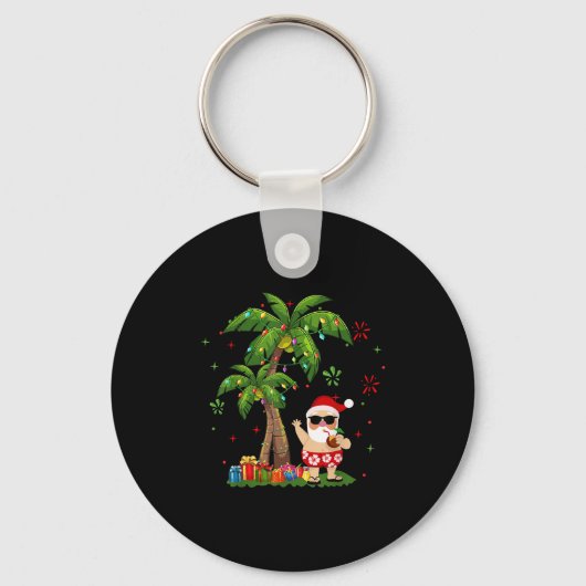 Kerstman Hawaïaanse Kerst Palm Tree Lights Xmas Sleutelhanger (Voorkant)