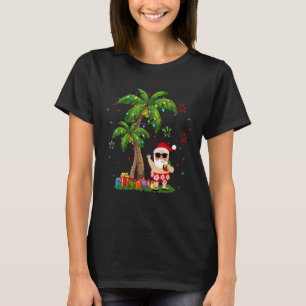 Kerstman Hawaïaanse Kerst Palm Tree Lights Xmas T-shirt