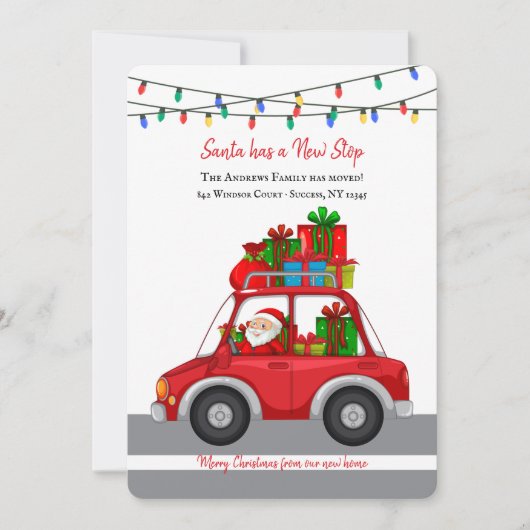 Kerstman heeft een nieuwe halte vakantie verhuiska feestdagenkaart (Voorkant)