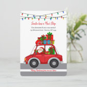 Kerstman heeft een nieuwe halte vakantie verhuiska feestdagenkaart (Staand voorkant)