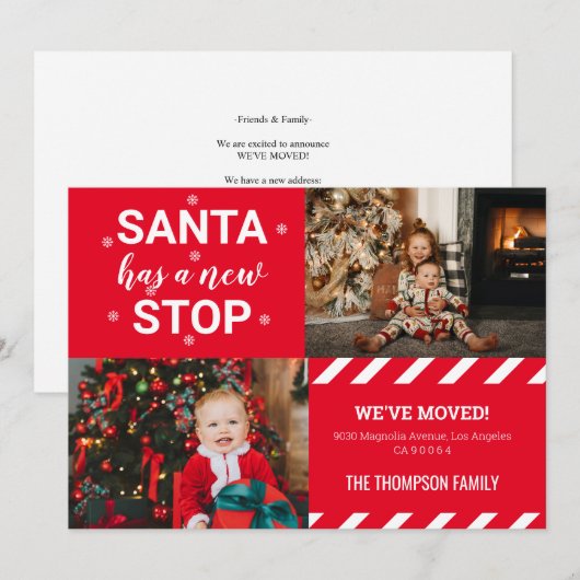 Kerstman heeft een nieuwe halte We zijn verhuisd F Feestdagenkaart (Voorkant / Achterkant)