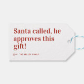 Kerstman Heeft Gebeld | Schattige Kerstmis Cadeaulabel (Voorkant (Horizontaal))