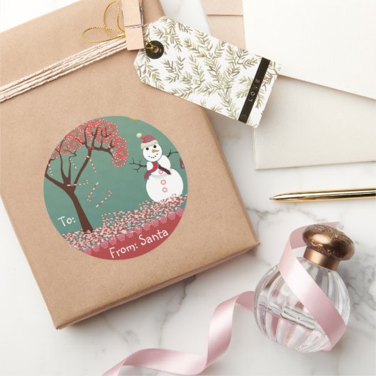 Kerstman heeft groen gedemonstreerd, maar je kiest ronde sticker (Geschenken)