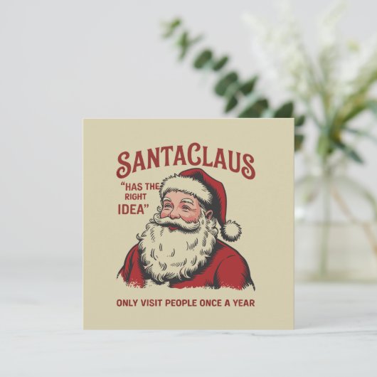 Kerstman Heeft Het Bij Het Rechte Eind Funny Chris Feestdagenkaart (Staand voorkant)