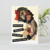 Kerstman heeft het juiste idee Oude Grappige Kerst Feestdagenkaart (Staand voorkant)