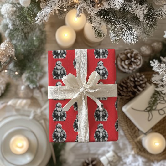 Kerstman Helder Rood Cadeaupapier
