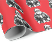 Kerstman Helder Rood Cadeaupapier (Rol Hoek)