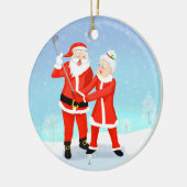 Kerstman helpen mevrouw Claus met haar golf schomm Keramisch Ornament (Links)