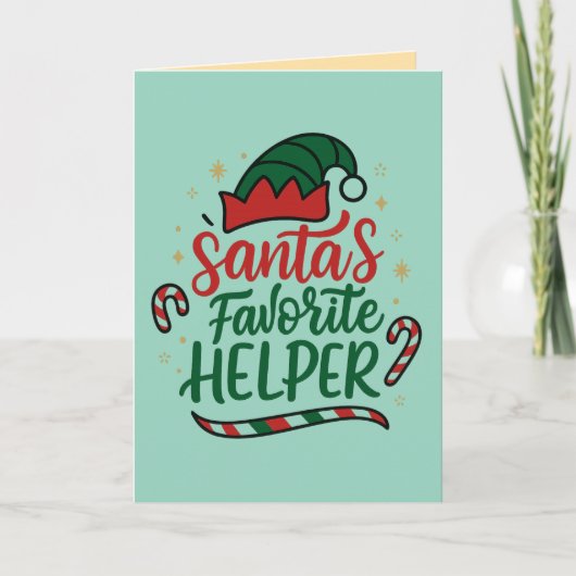 Kerstman Helper Kerst Kaart (Voorkant)