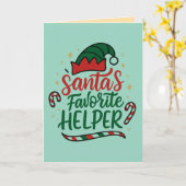 Kerstman Helper Kerst Kaart (Gele Bloem)