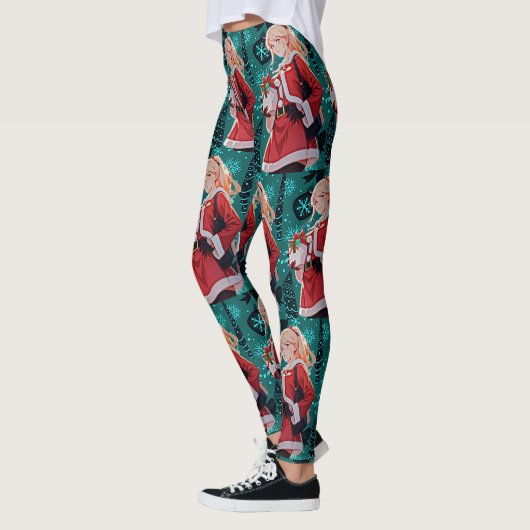 Kerstman Helper Kostuum Vrouwen Leggings (Links)