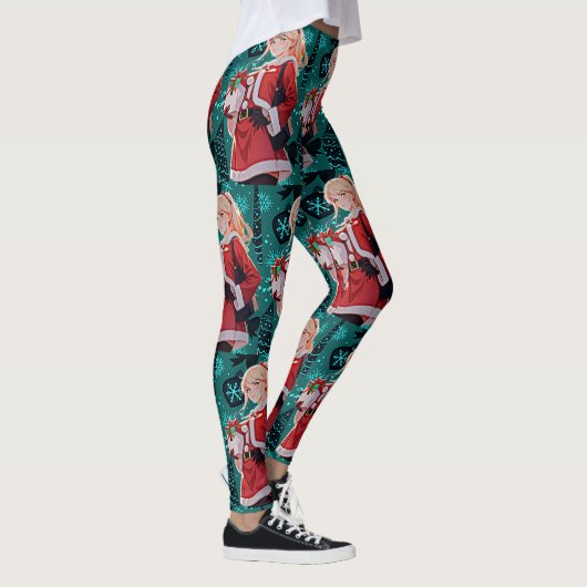 Kerstman Helper Kostuum Vrouwen Leggings (Rechts)