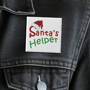 Kerstman Helper Pet Typografie Schattige Vierkante Button 5,1 Cm