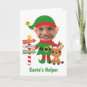 Kerstman Helper Schattige Foto Kerstmis Feestdagen Kaart
