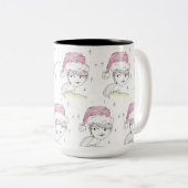 Kerstman helper tweekleurige koffiemok (Voorkant rechts)