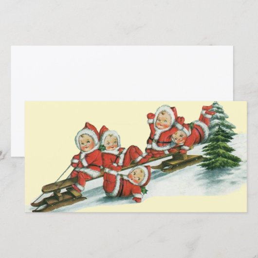 Kerstman helper van vroeger feestdagenkaart (Voorkant / Achterkant)