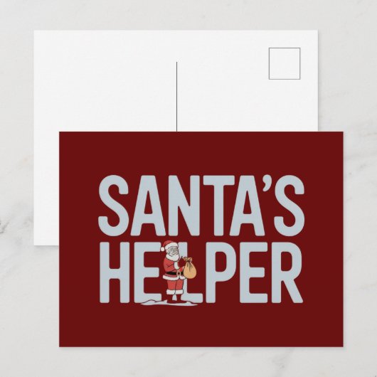 Kerstman Helpt Kerst Briefkaart (Voorkant / Achterkant)