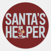 Kerstman Helpt Kerst Ronde Sticker (Voorkant)