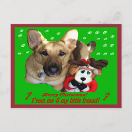 Kerstman: herder en Speelgoed rendier Feestdagenkaart