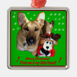 Kerstman: herder en Speelgoed rendier Metalen Ornament