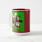 Kerstman: herder en Speelgoed rendier Tweekleurige Koffiemok (Voorkant links)