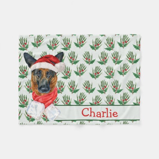 Kerstman: herder met de naam Dog Fleece Deken (Voorkant (Horizontaal))