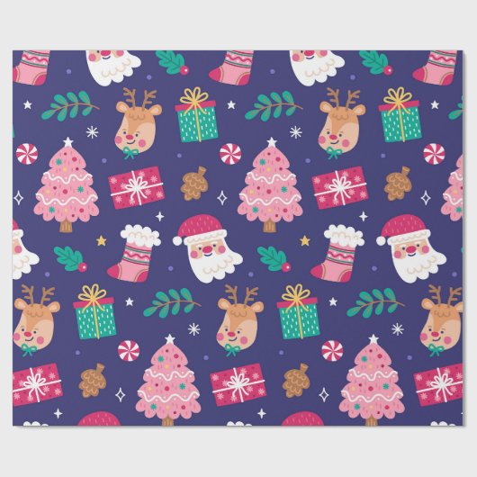 "Kerstman & Herten" Cadeaupapier (Vlak)