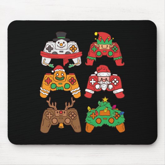 Kerstman herten gaming controllers Jongens kinder Muismat (Voorkant)