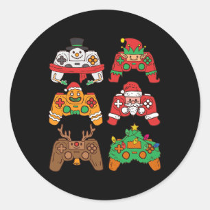 Kerstman herten gaming controllers Jongens kinder Ronde Sticker