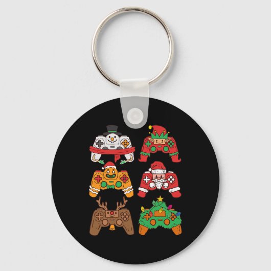 Kerstman herten gaming controllers Jongens kinder Sleutelhanger (Voorkant)