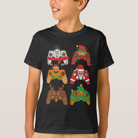 Kerstman herten gaming controllers Jongens kinder T-shirt (Voorkant)