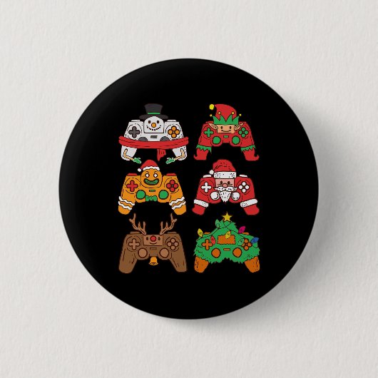 Kerstman Herten Gaming Controllers Jongens Kindere Ronde Button 5,7 Cm (Voorkant)