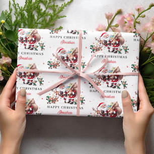 Kerstman Herten Gelukkig Kerstmis Persoonlijke Naa Cadeaupapier