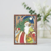 Kerstman herten in bos, kerstfeest kaart (Staand voorkant)